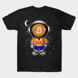 Hiphop Astronaut BitCoin BTC To The Moon Crypto Token Cryptocurrency Wallet Birthday Gift For Men Women Kids T-Shirt